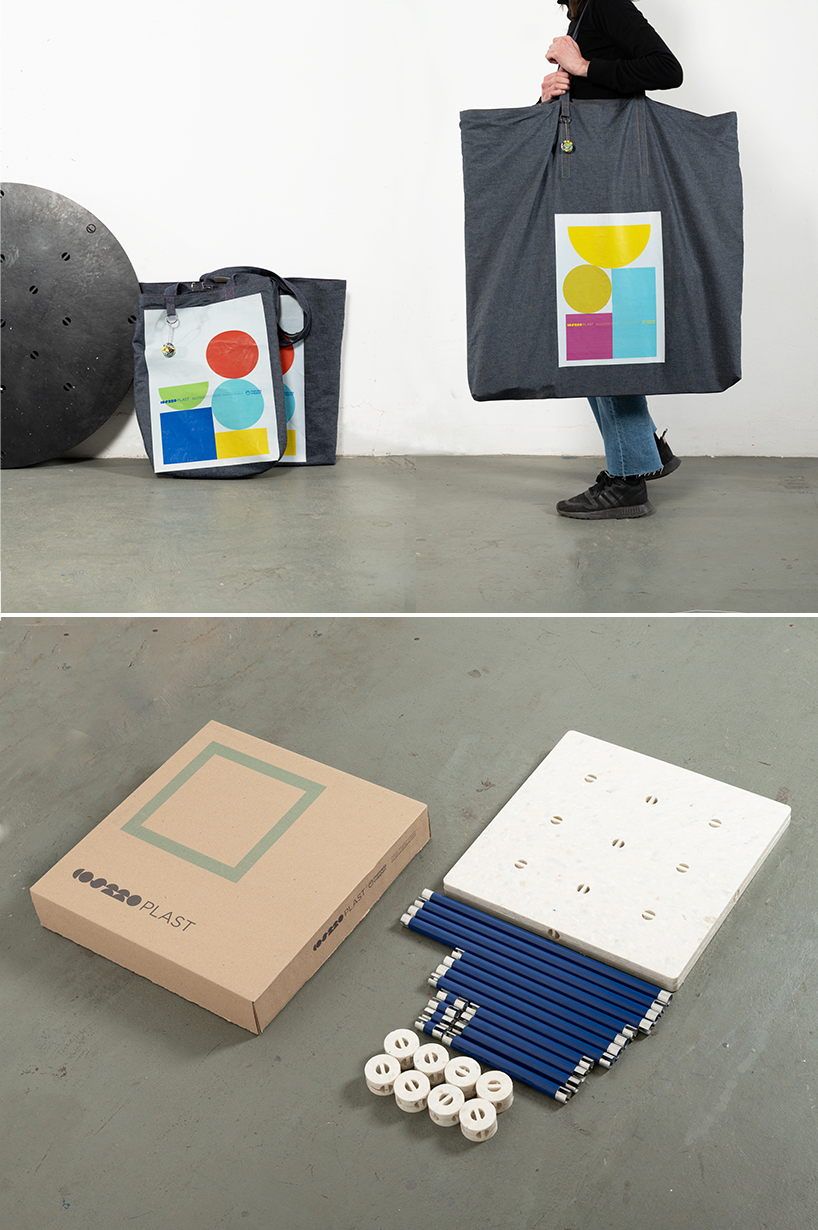 recycled plastic plates compose marcela coppari's cosmoplast modular furniture series