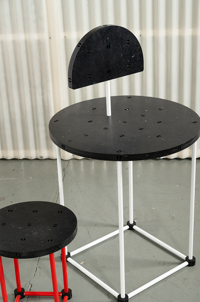 recycled plastic plates compose marcela coppari's cosmoplast modular furniture series