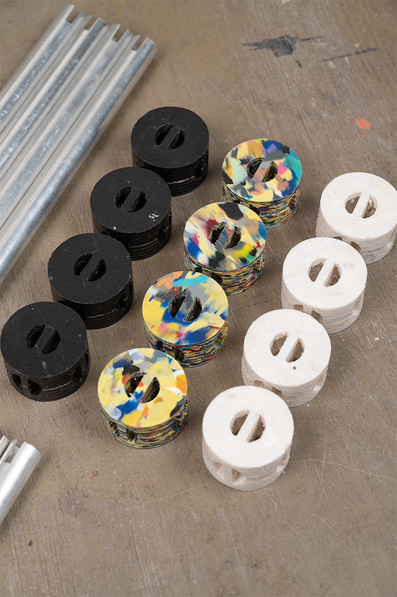 recycled plastic plates compose marcela coppari's cosmoplast modular furniture series