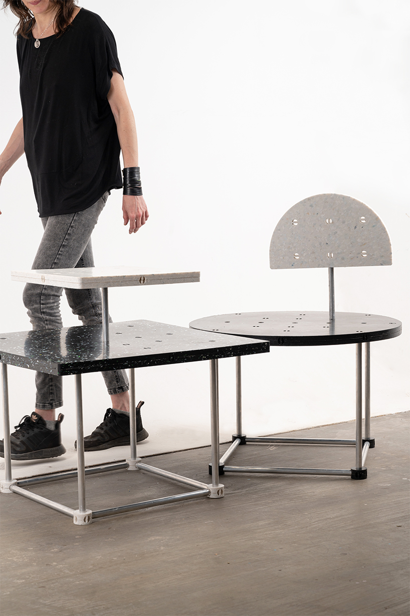 recycled plastic plates compose marcela coppari's cosmoplast modular furniture series