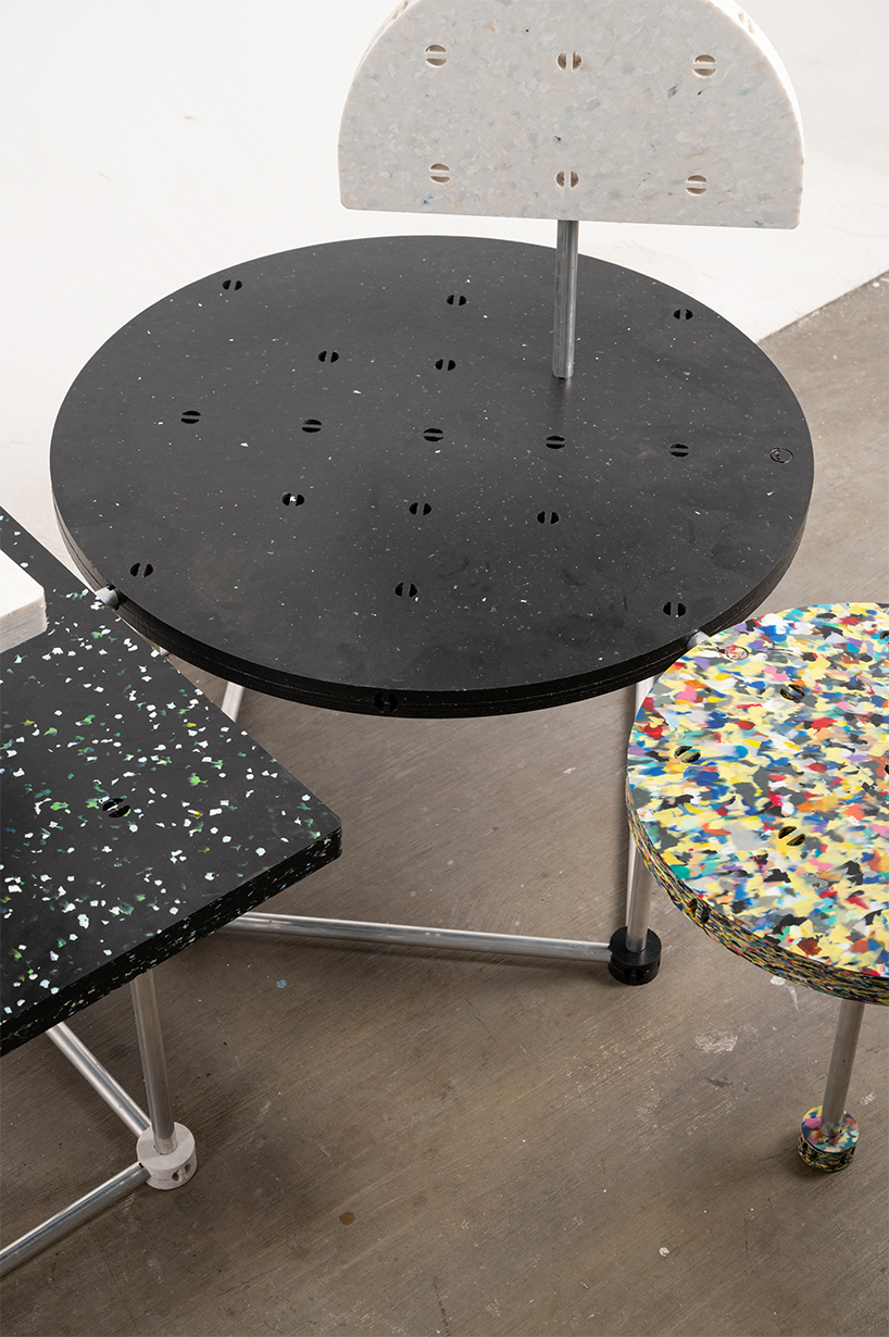 recycled plastic plates compose marcela coppari's cosmoplast modular furniture series