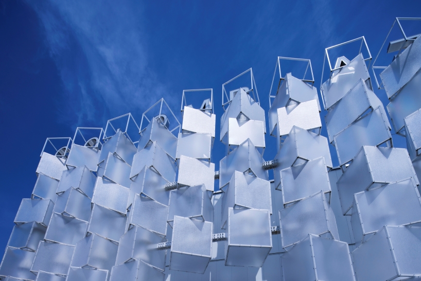 translucent dancing cubes shape modular colombia pavilion for osaka expo 2025