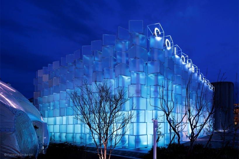 translucent dancing cubes shape modular colombia pavilion for osaka expo 2025