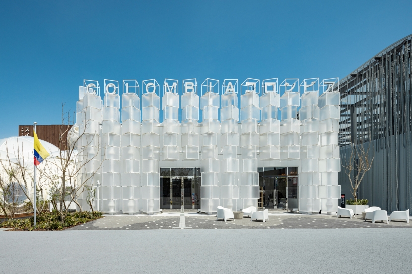 translucent dancing cubes shape modular colombia pavilion for osaka expo 2025
