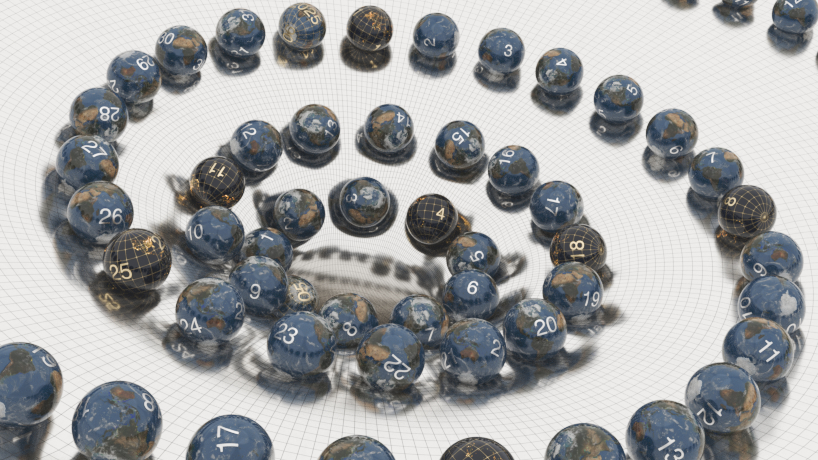 jaekeun lee’s spiral calendar of globe-like beads reimagines time as circular motion