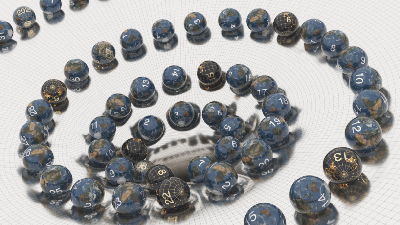jaekeun lee’s spiral calendar of globe-like beads reimagines time as circular motion
