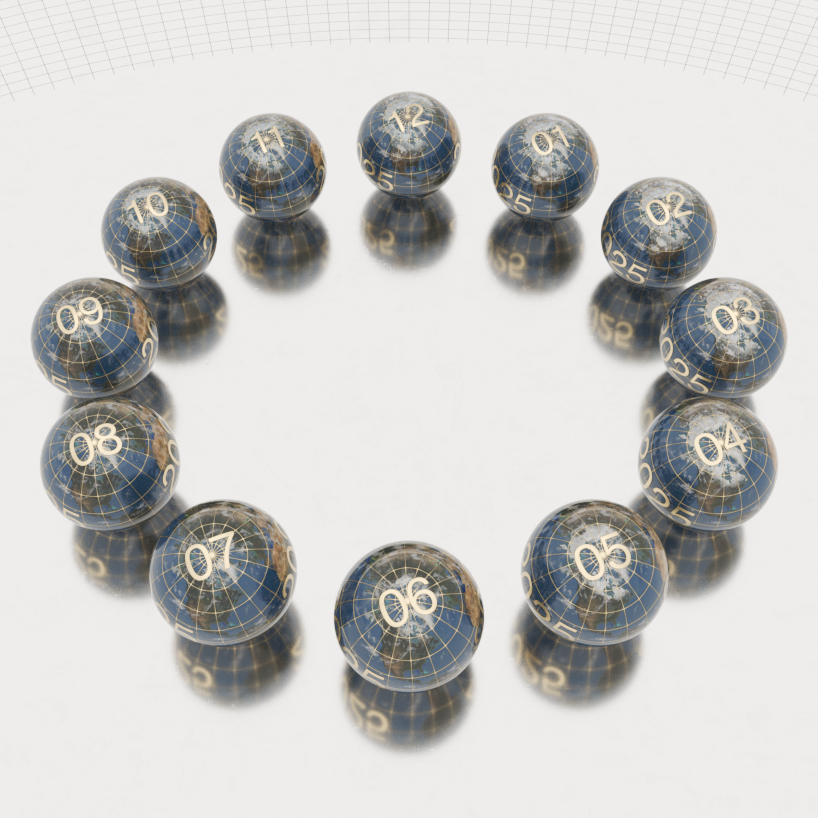 jaekeun lee’s spiral calendar of globe-like beads reimagines time as circular motion