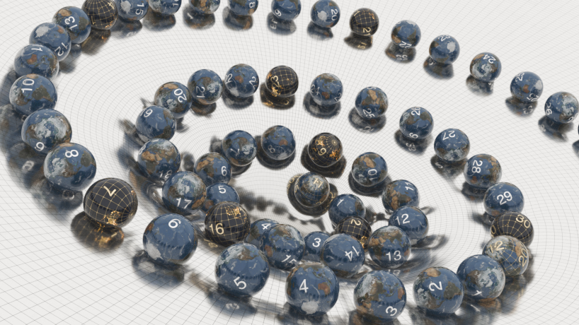 jaekeun lee’s spiral calendar of globe-like beads reimagines time as circular motion