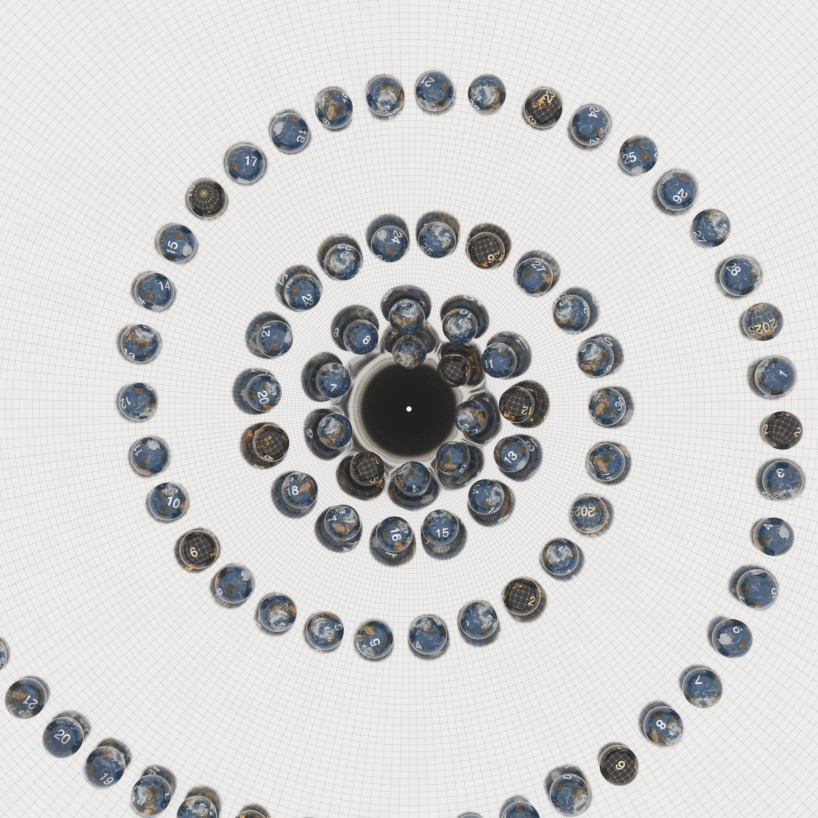 jaekeun lee’s spiral calendar of globe-like beads reimagines time as circular motion