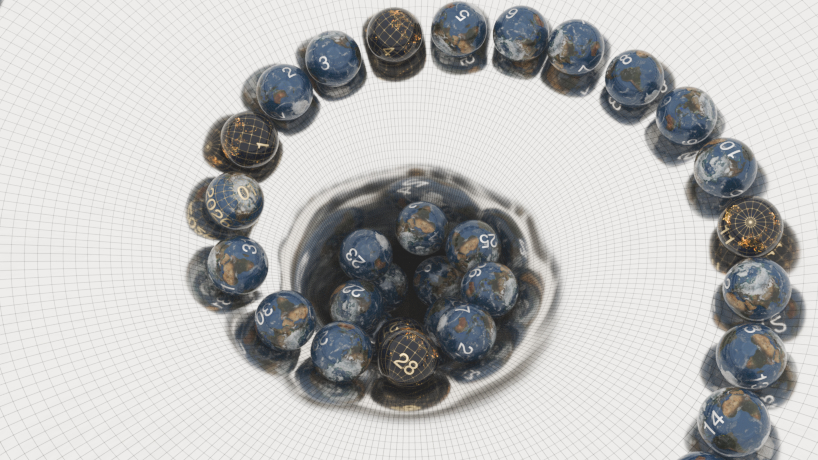 jaekeun lee’s spiral calendar of globe-like beads reimagines time as circular motion