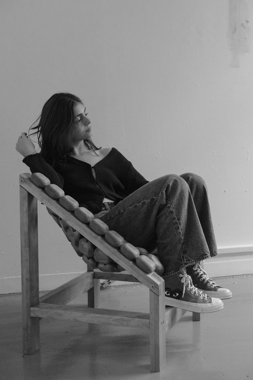 molten chair's cherry hardwood beads wrap around the body