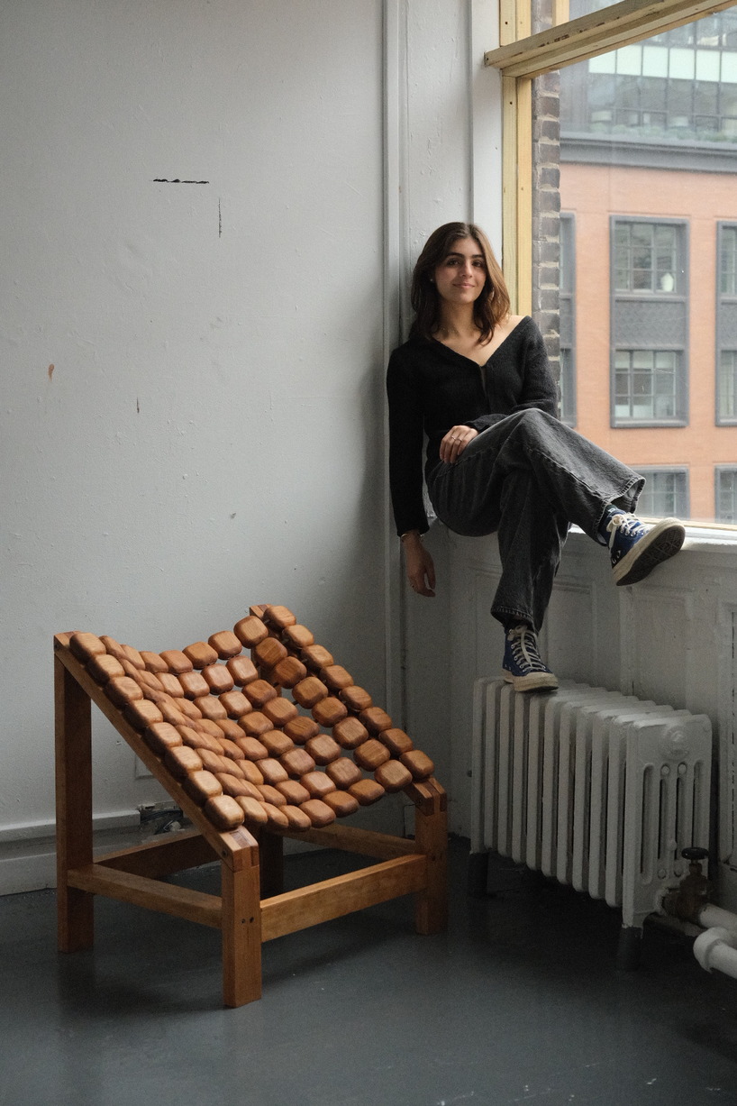 molten chair's cherry hardwood beads wrap around the body