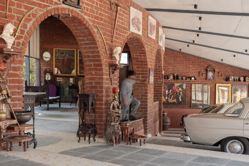 curved canopy shelters stepped house-gallery hybrid by milind shivani in india