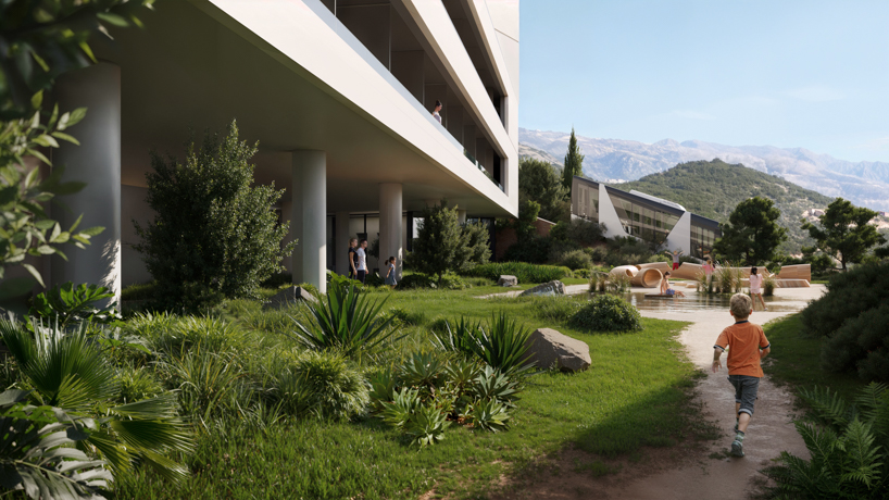 zigzag resort extends linear terraces and infinity pools along albania’s rugged coastline