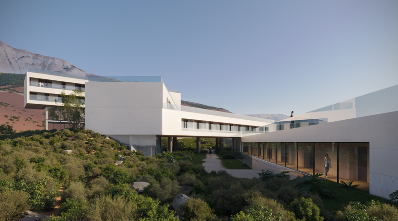 zigzag resort extends linear terraces and infinity pools along albania’s rugged coastline