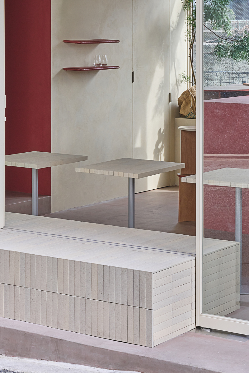 mino ware tiles add texture and color to heys café interior by BREND in osaka