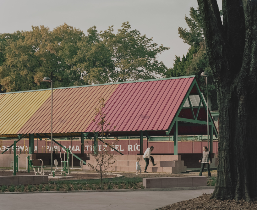 steel canopies and vibrant courts by amasa estudio reclaim public plaza in mexico city