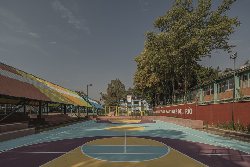 steel canopies and vibrant courts by amasa estudio reclaim public plaza in mexico city