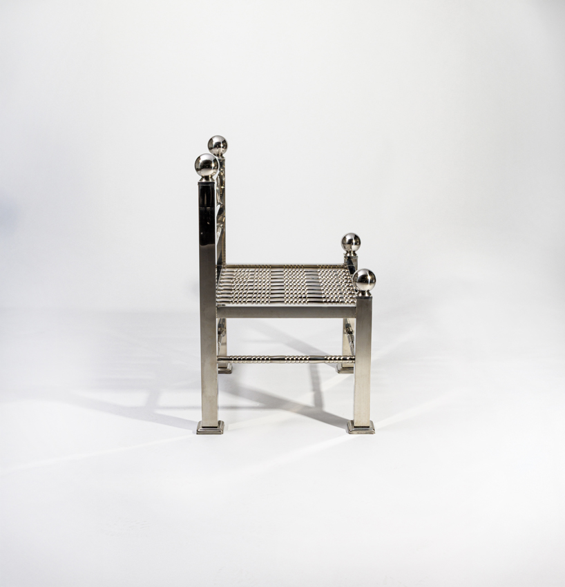 assembled from steel fence components, white picket chair challenges the american dream - 7