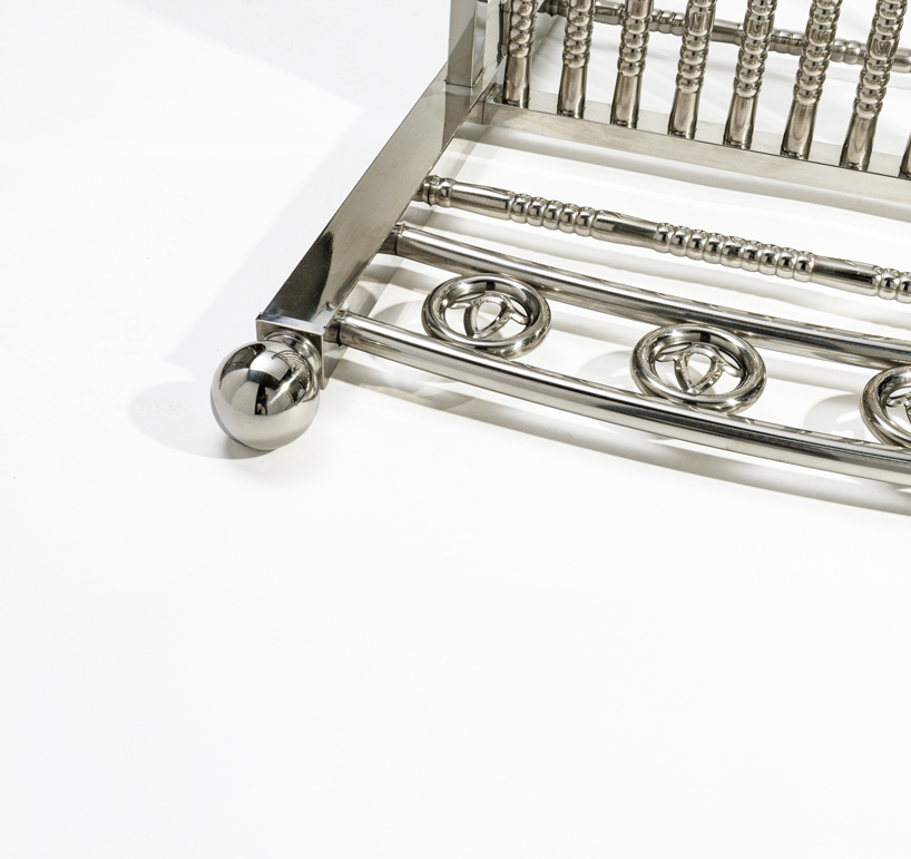 assembled from steel fence components, white picket chair challenges the american dream - 8