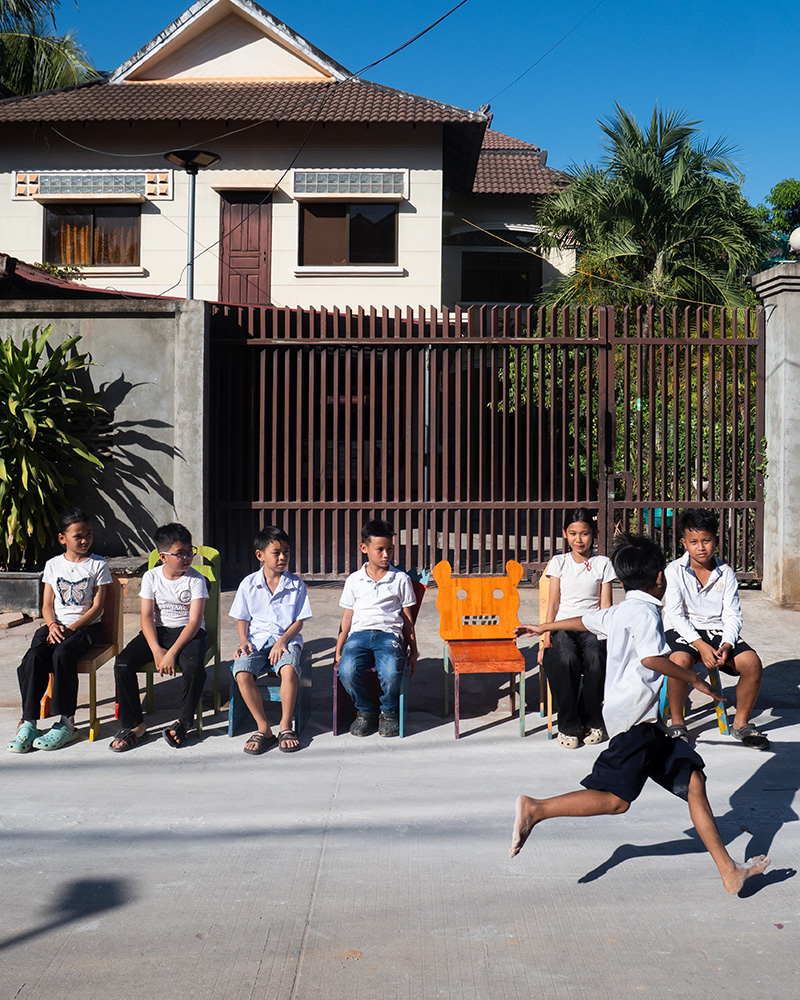 playful children&rsquo;s drawings become colorful handmade chairs in cambodia