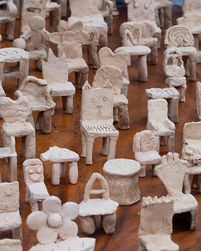 playful children&rsquo;s drawings become colorful handmade chairs in cambodia