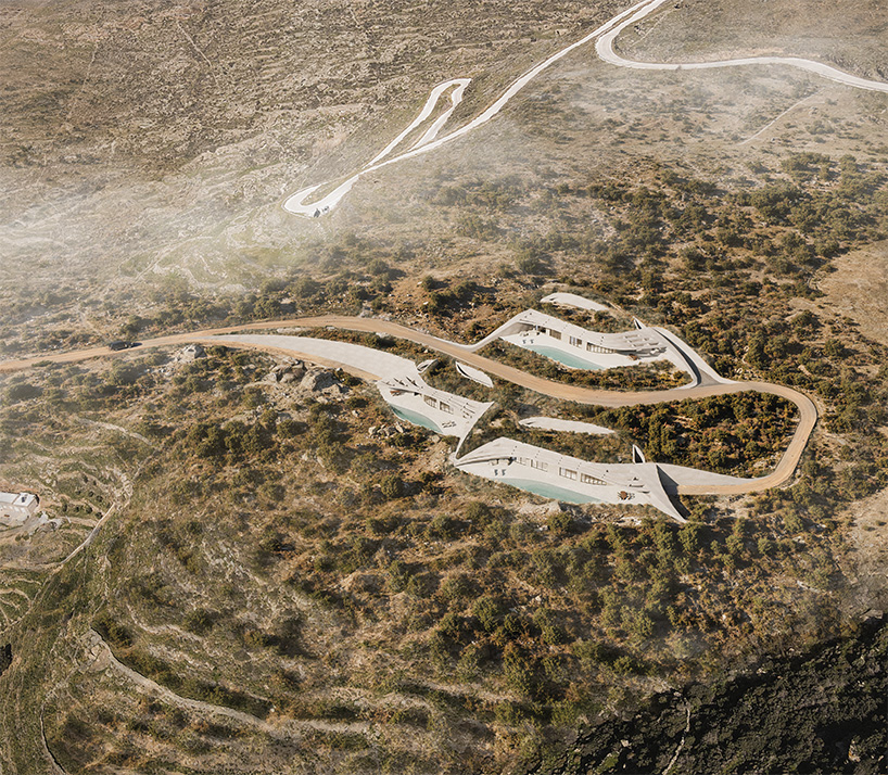 warm-toned concrete forms and planted roofs blend into the cycladic landscape of kythnos - 1