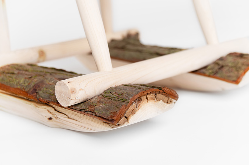 handcrafted from a fallen tree, sati rocking chair reflects on life, death and impermanence
