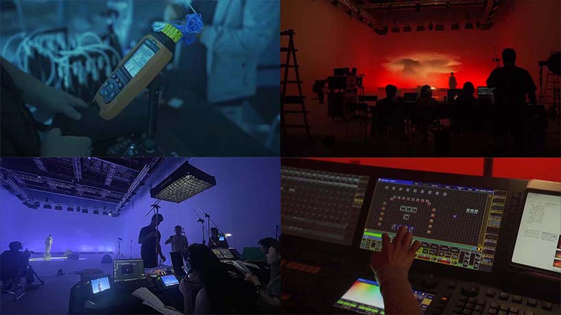 black void frames cloud installation as narrative tool in multimedia atmospheric performance