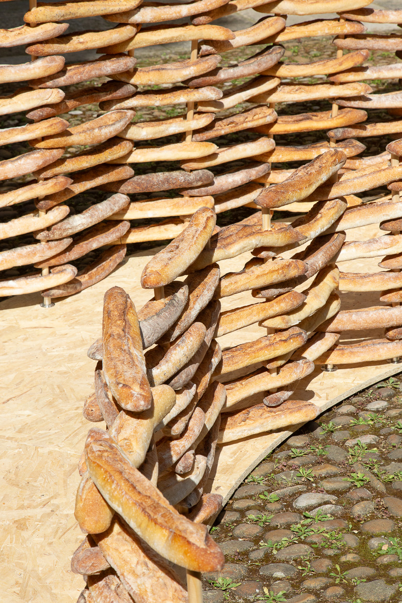 780 leftover baguettes turn into public pavilion by MERO studios in montpellier