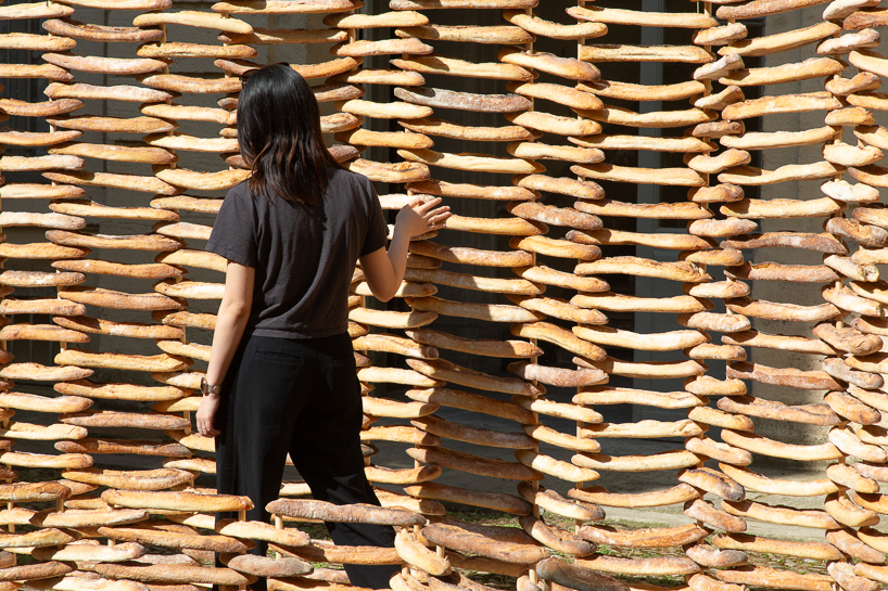 780 leftover baguettes turn into public pavilion by MERO studios in montpellier