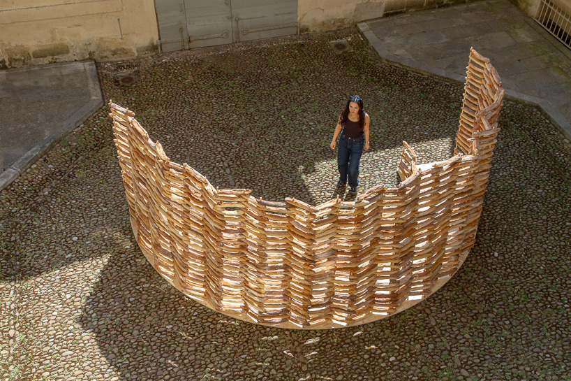 780 leftover baguettes turn into public pavilion by MERO studios in montpellier