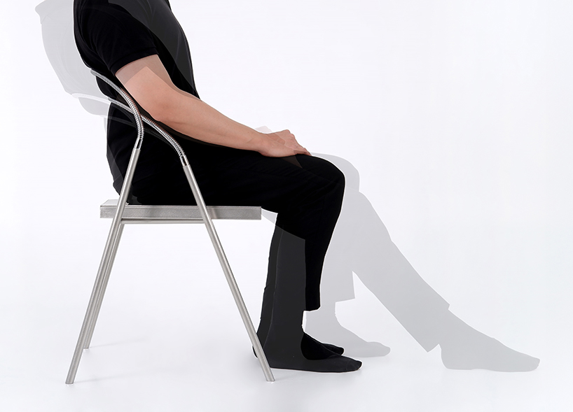 woojin park reimagines gooseneck tubing for a chair that flexes and shifts with your body
