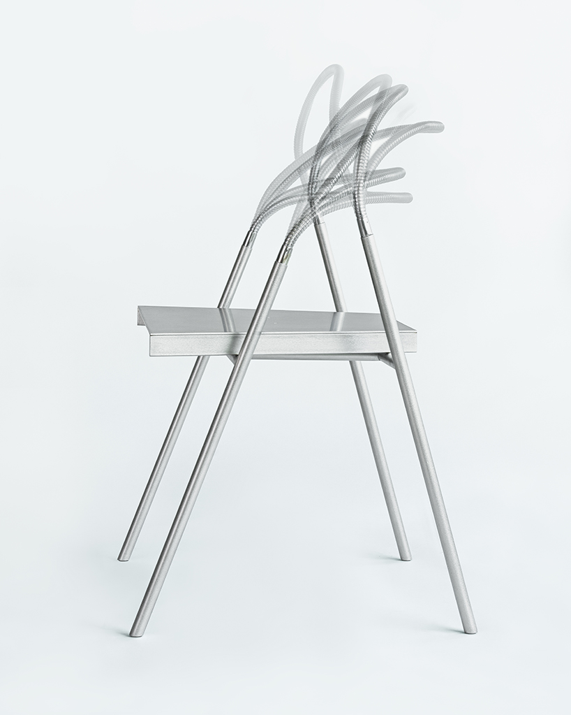 woojin park reimagines gooseneck tubing for a chair that flexes and shifts with your body