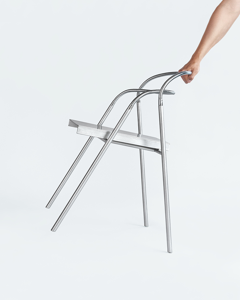 woojin park reimagines gooseneck tubing for a chair that flexes and shifts with your body