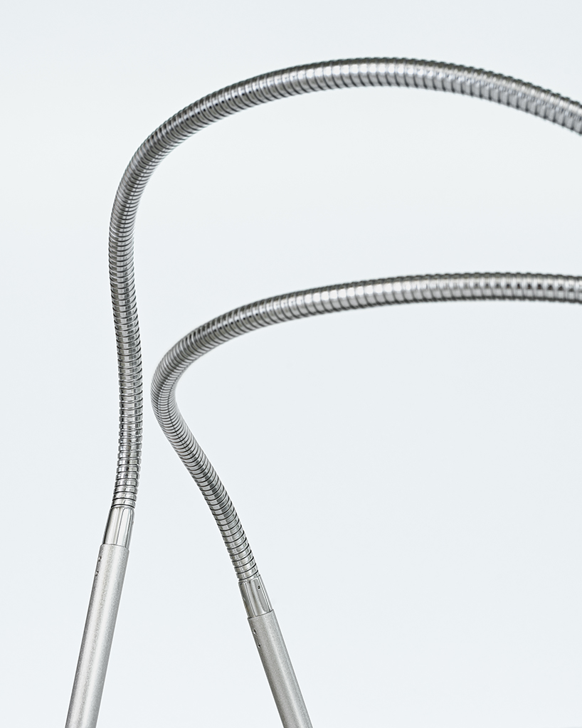 woojin park reimagines gooseneck tubing for a chair that flexes and shifts with your body