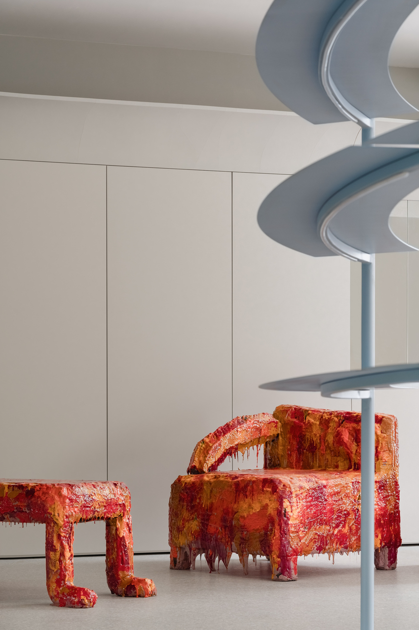 circular shelving units outline njoy sex shop's minimal interior in kyiv