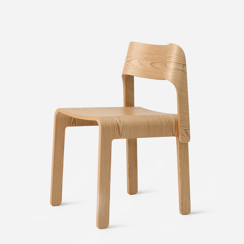 moulded birch plywood bends and curves to shape wave dining chair