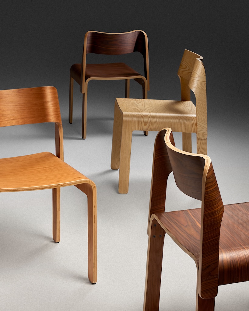 moulded birch plywood bends and curves to shape wave dining chair