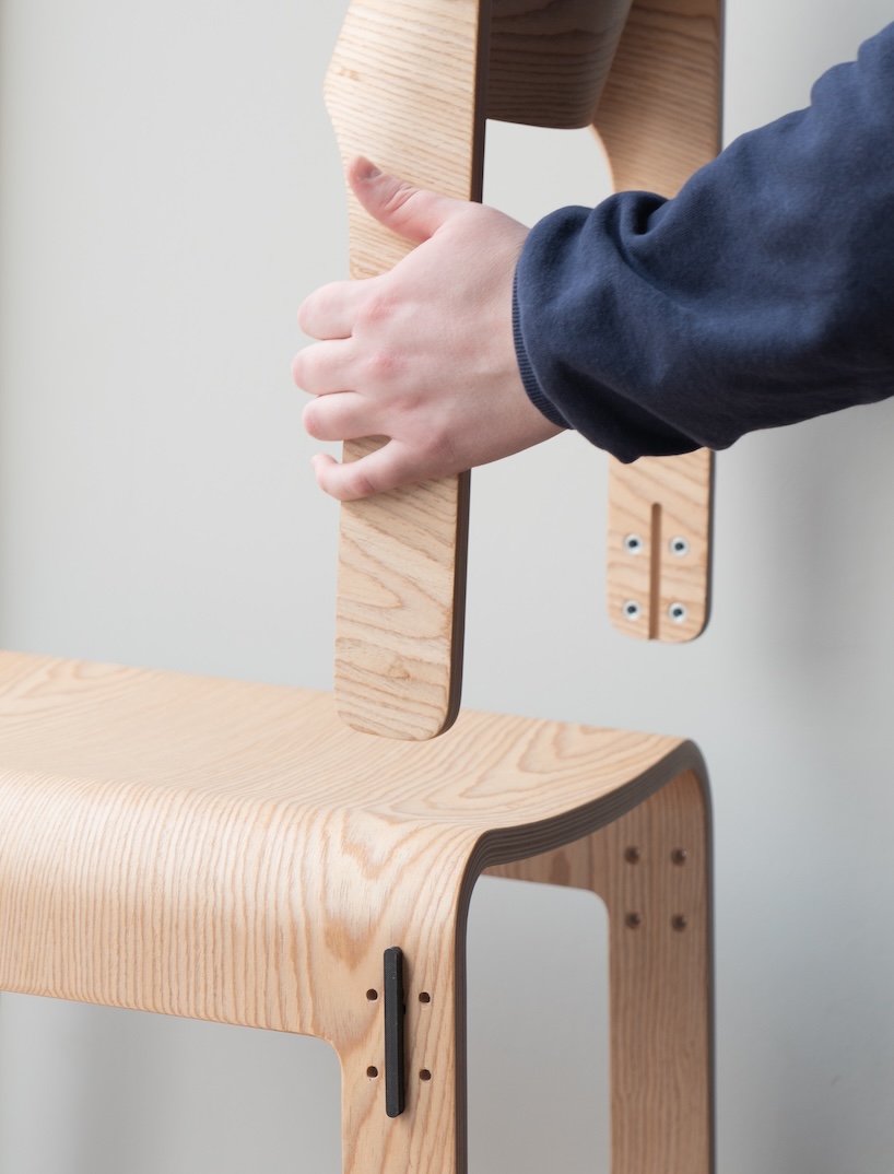 moulded birch plywood bends and curves to shape wave dining chair