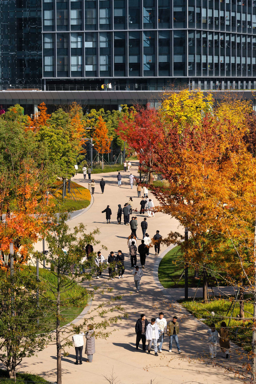 ASPECT studios' regenerative campus landscape for alibaba stands on multi-story podium
