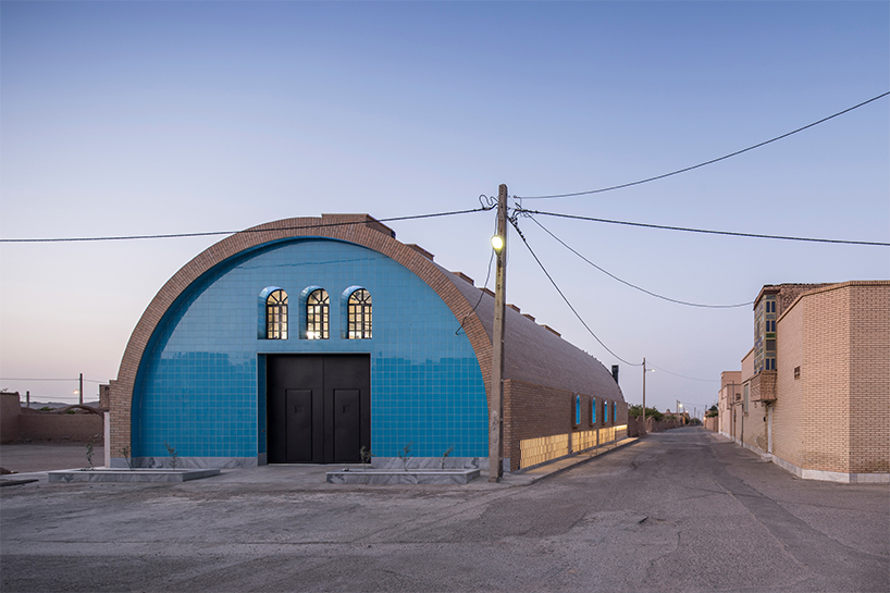 brick and turquoise tiles clad vaulted aghajoon communal kitchen in iran