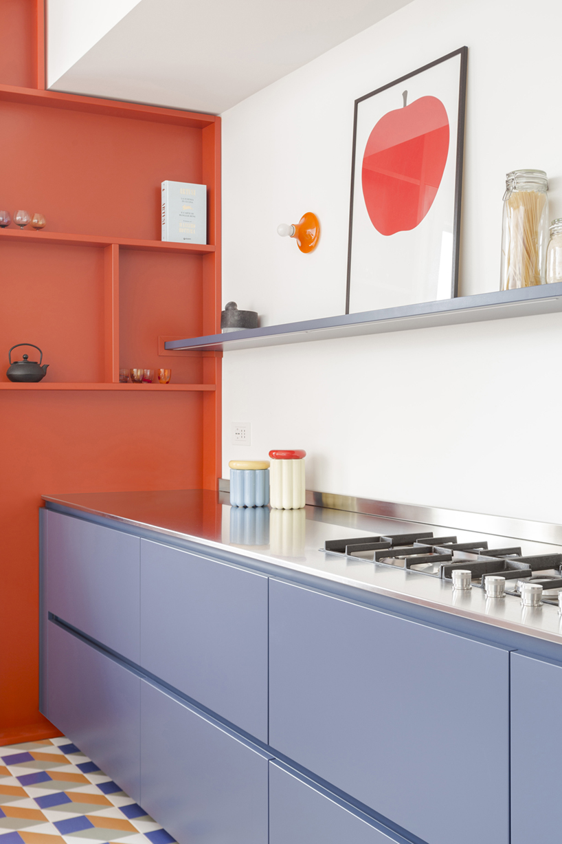 pop colors animate geometric interiors within renovated 1960s apartment in italy - 9