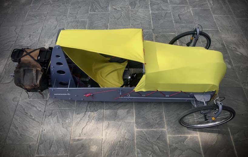 motofocker velocar combines bicycle and car in three-wheeled human-electric hybrid