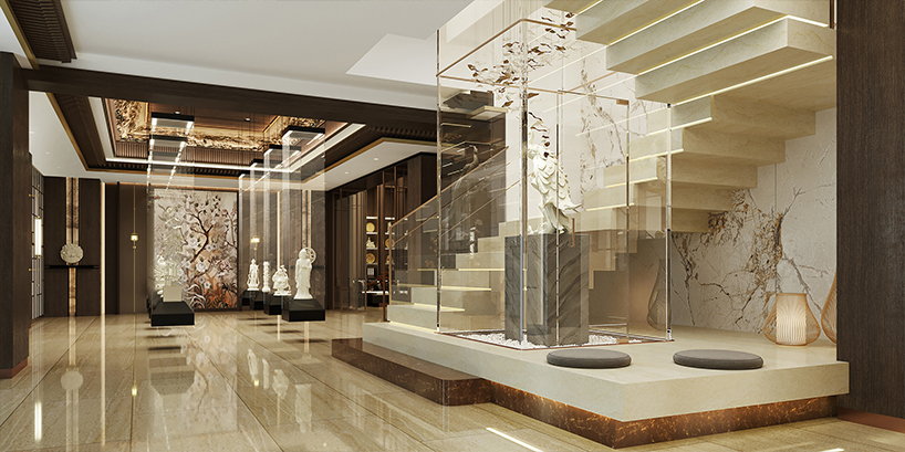 copper and glass frame beijing cultural hub for mammoth ivory carving by chuxin tuoyuan