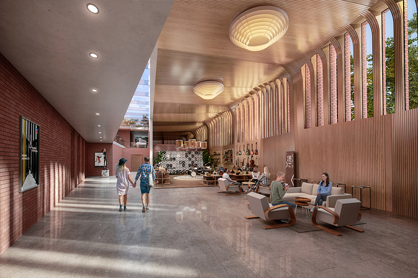 La fachada de ladrillo perforada encierra el Centro de Música y Artes del Norte en Salsalou, Finlandia