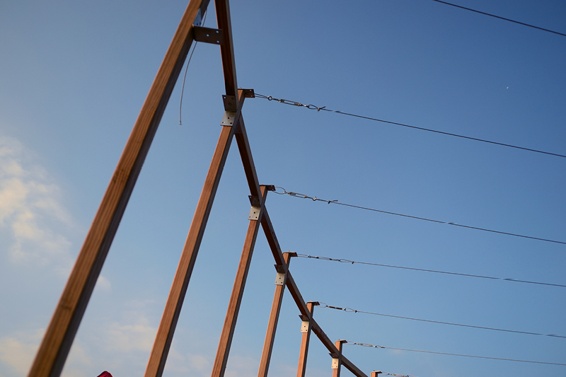 ladders turn into circular framework for climbing amphitheater in rural chinese town
