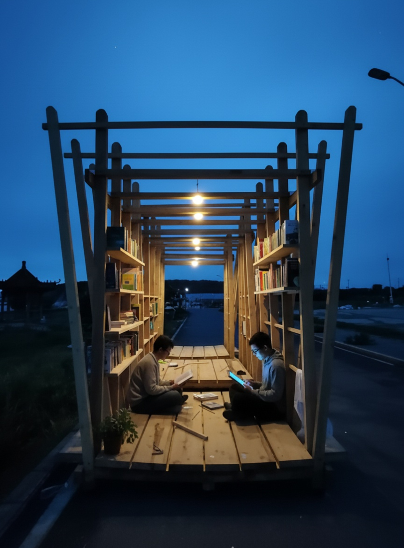 modular seaside mobile library travels across fishing villages in china