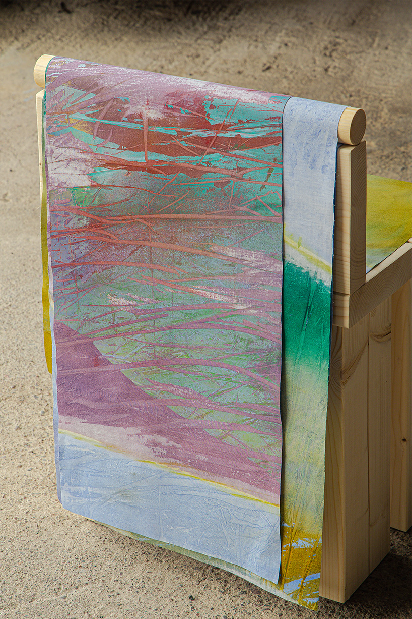 lifelines collection merges painted abstract landscapes with furniture design