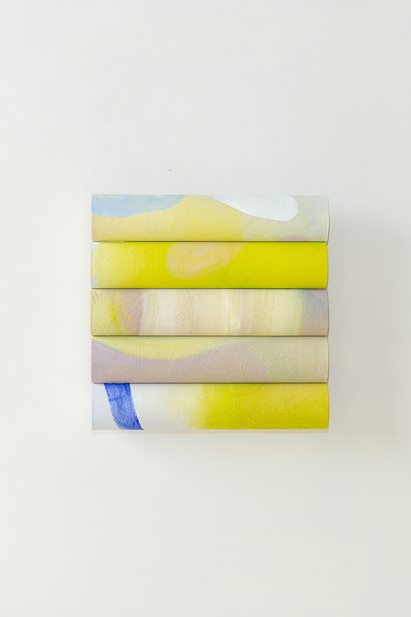 lifelines collection merges painted abstract landscapes with furniture design
